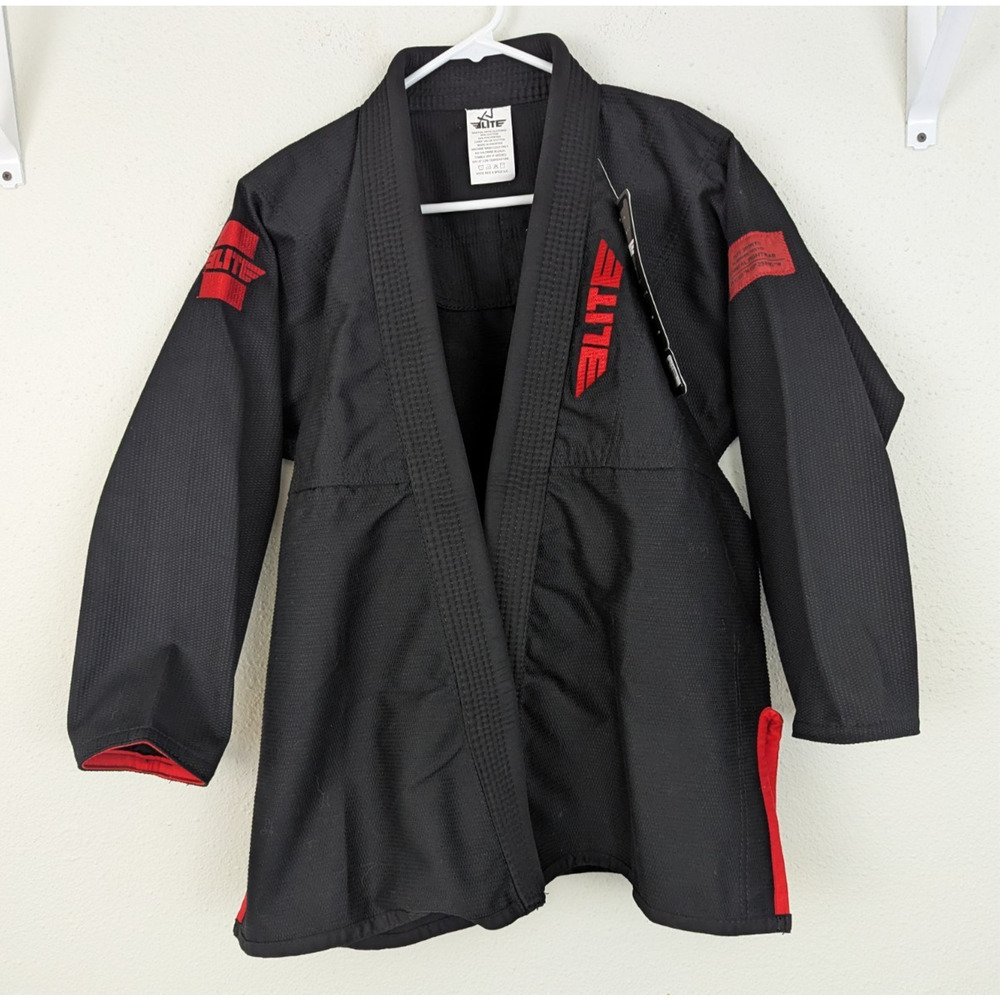 New Elite F1 Childs Gi no belt no pants black & red bjj mma boxing judo 3151
